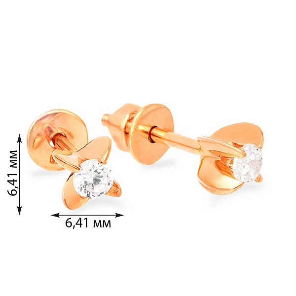 Золотые серьги пусеты с фианитом (арт. 110270) – изображение 2