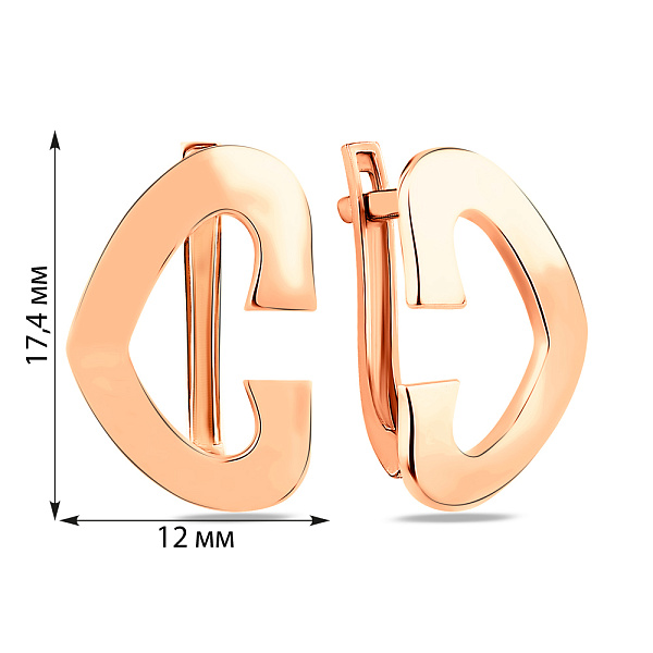 Сережки з червоного золота без каміння (арт. 104468) – зображення 2