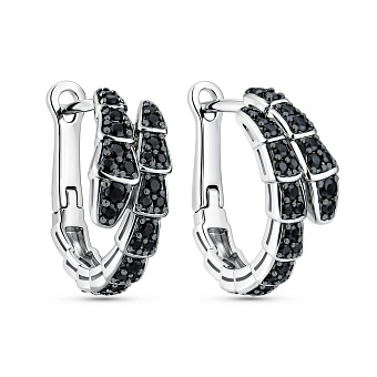 Фото Серебряные серьги с черными фианитами (арт. 7502/4700ч)