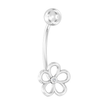 Фото Золотая серьга-пирсинг для пупка с фианитом (арт. 360086б)