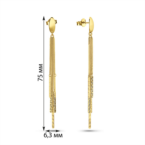 Серьги-подвески из желтого золота (арт. 1092073ж) – изображение 3