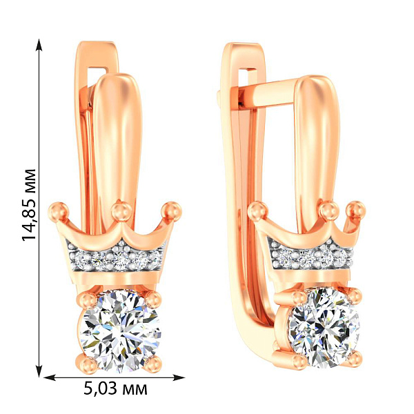 Детские серьги "Корона" из красного золота (арт. 110817) – изображение 2