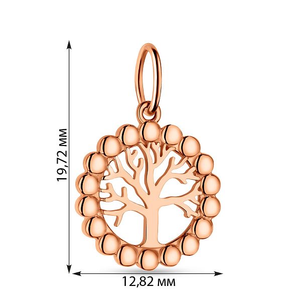 Золотий підвіс Дерево життя без каміння (арт. 424464) – зображення 2