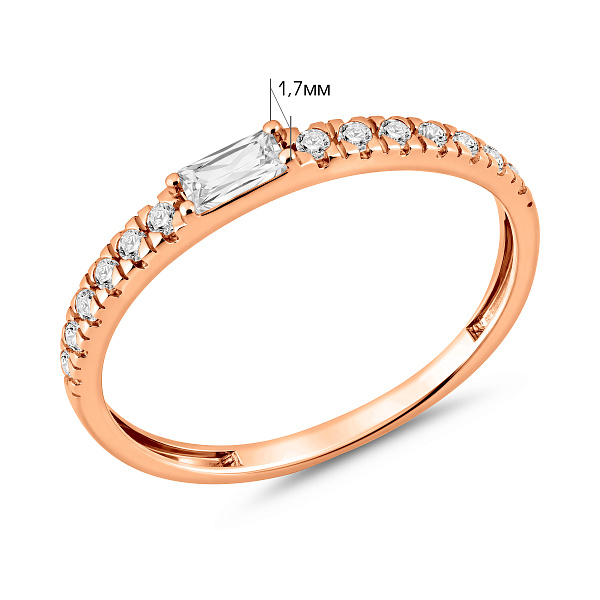 Каблучка з червоного золота з доріжкою з фіанітів (арт. 140929) – зображення 4