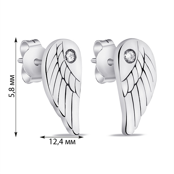 Срібні сережки Крила з фіанітами (арт. 7518/7028) – зображення 2
