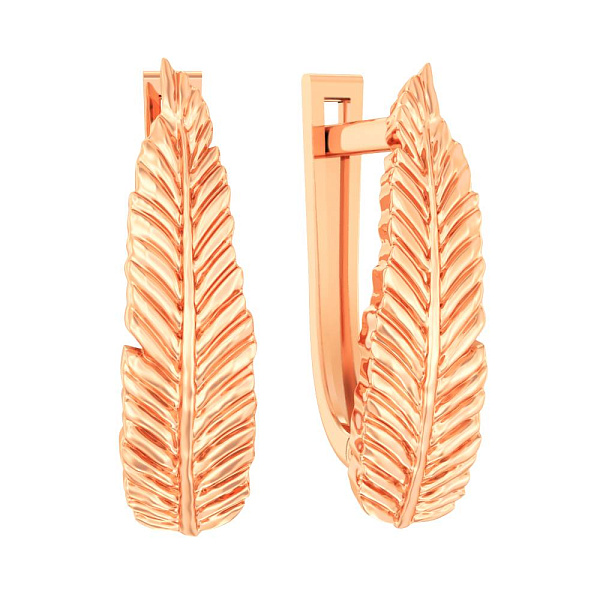 Серьги "Перо" из красного золота (арт. 111187) – изображение 1