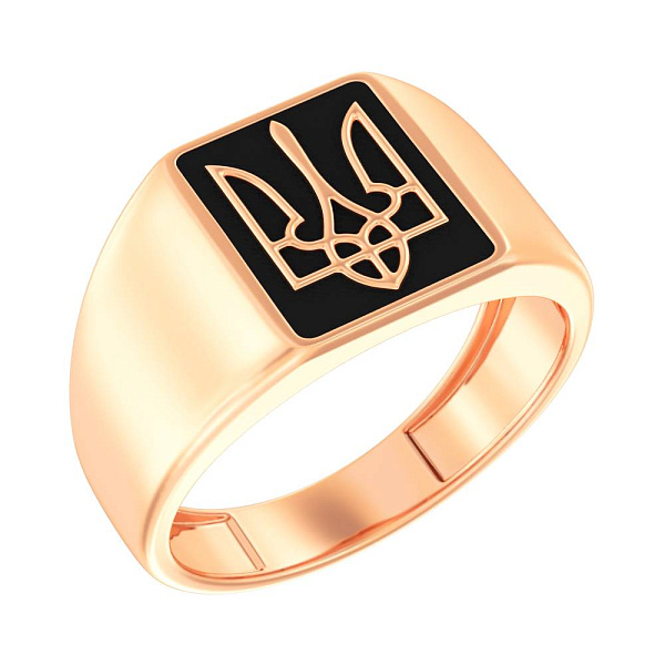 Печатка из красного золота Трезубец-Герб Украины с эмалью (арт. 170084ч) – изображение 1