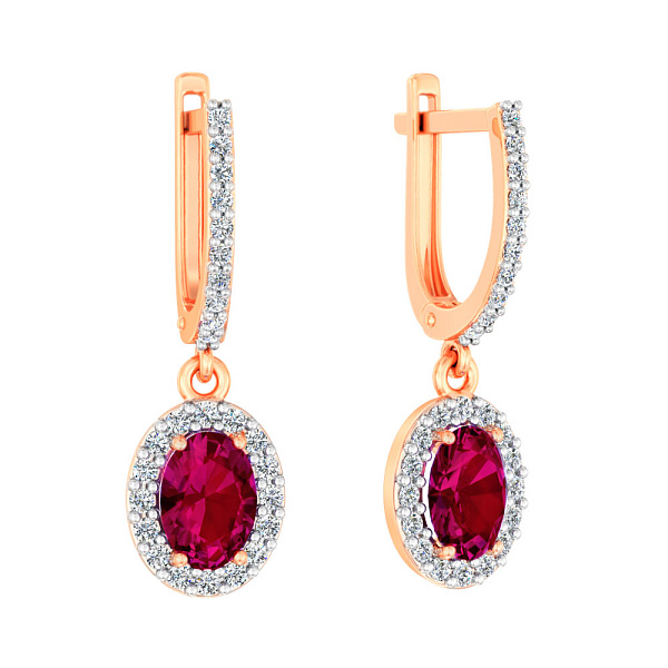 Сережки-подвески из золота с гранатом (арт. 111159Пгр) – изображение 1