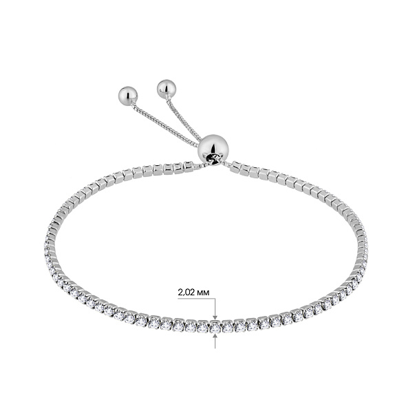 Тонкий серебряный браслет с дорожкой из фианитов (арт. 7509/3124) – изображение 2