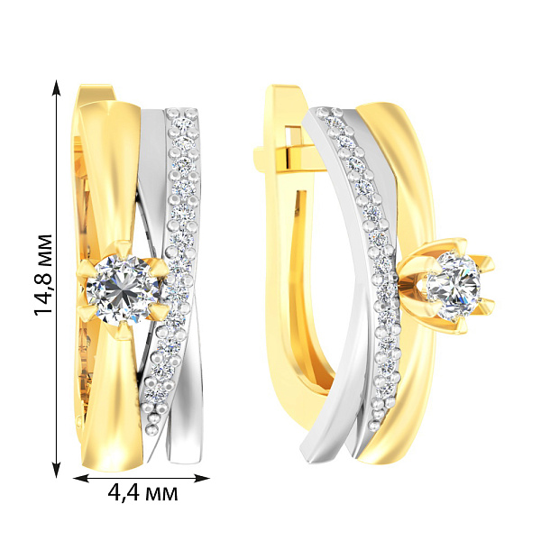 Золоті сережки Синергія з фіанітами (арт. 111079ж) – зображення 4