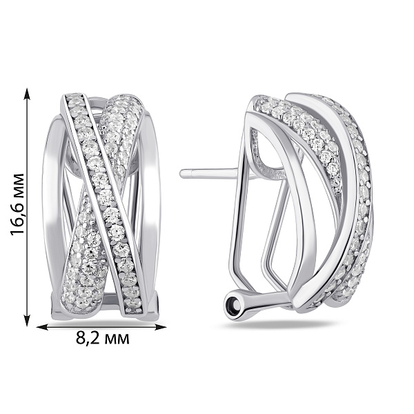 Серебряные серьги с дорожкой фианитов (арт. 7502/10232) – изображение 4