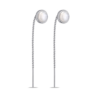 Фото Серебряные серьги-протяжки с лунным камнем (арт. 7502/9746міс)