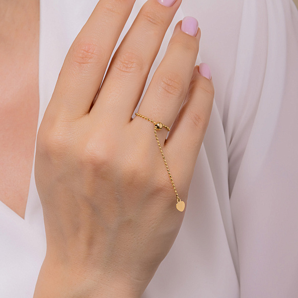 Кольцо Fly из желтого золота с цепочкой (арт. 155784ж) – изображение 2