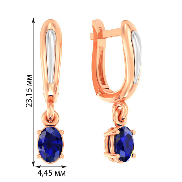 Золоті сережки з підвісками і сапфіром (арт. 111056Пс) – зображення 2