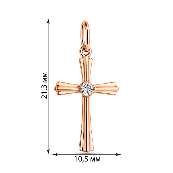 Золотая подвеска-крестик с фианитом (арт. 440458) – изображение 3