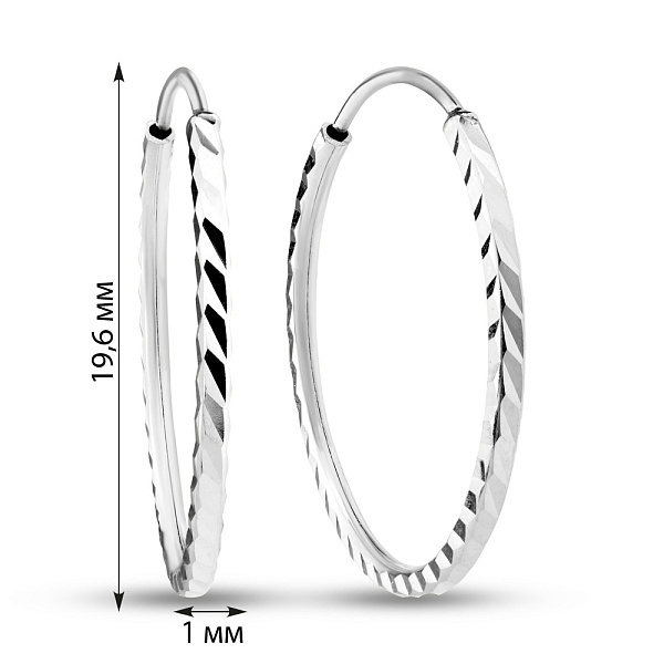 Серьги-кольца из белого золота (арт. 121903/20б) – изображение 3