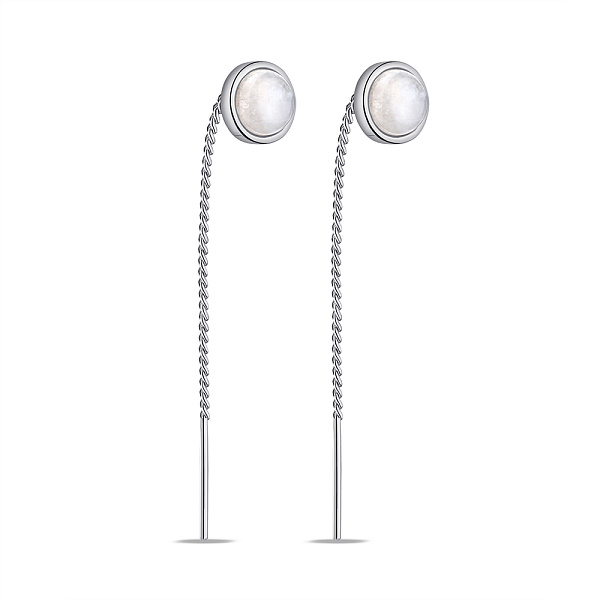 Серебряные серьги-протяжки с лунным камнем (арт. 7502/9746міс) – изображение 1