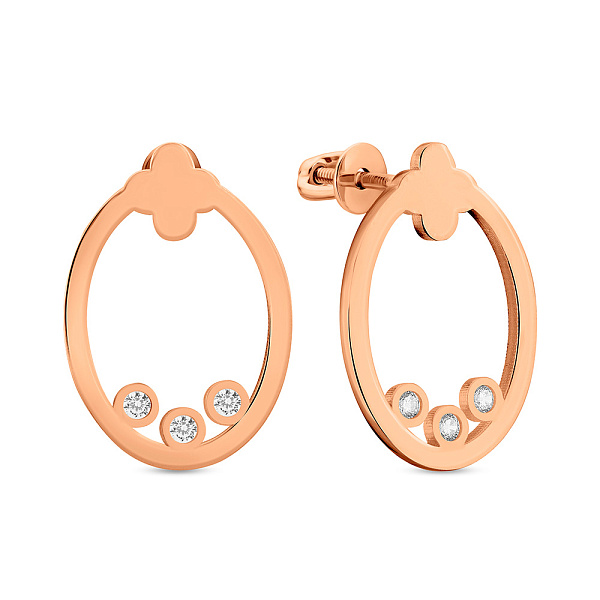 Сережки-пусети з червоного золота з фіанітами (арт. 109619) – зображення 1