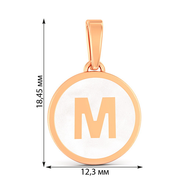 Кулон з червоного золота Літера М (арт. 440989еп) – зображення 3