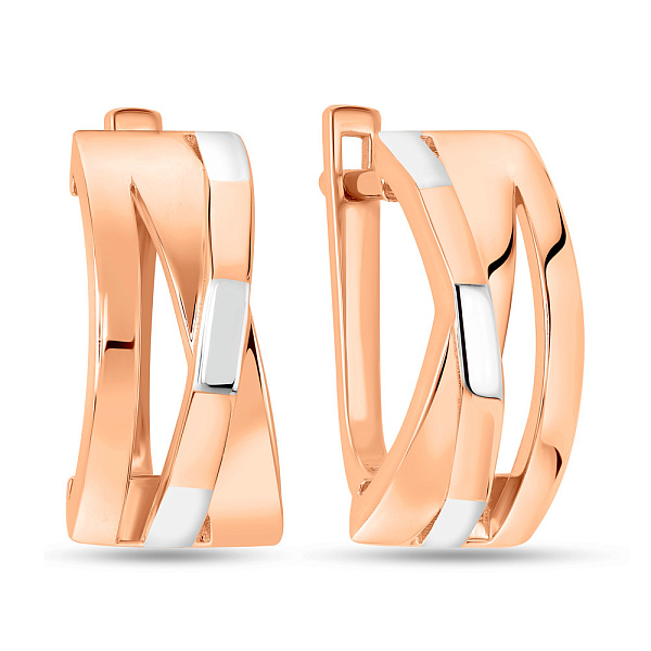 Сережки з червоного і білого золота без каміння (арт. 109268кб) – зображення 1