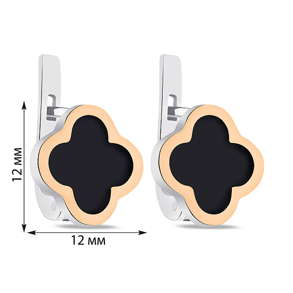 Серьги Клевер из серебра с черной эмалью (арт. 7202/1018/1ечсю) – изображение 2