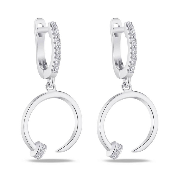 Сережки "Гвоздь" из серебра с фианитами (арт. 7502/4313) – изображение 1