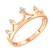 Кольцо Корона из красного золота с фианитами (арт. 140791)