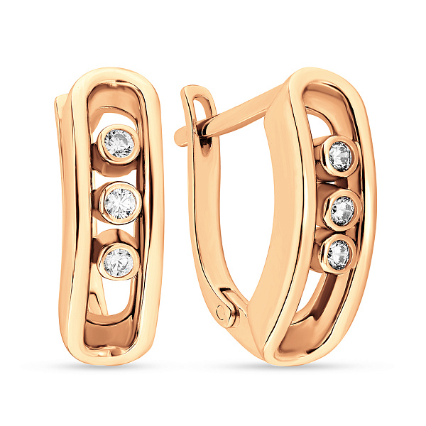 Золотые серьги с фианитами (арт. 105683/2) – изображение 1