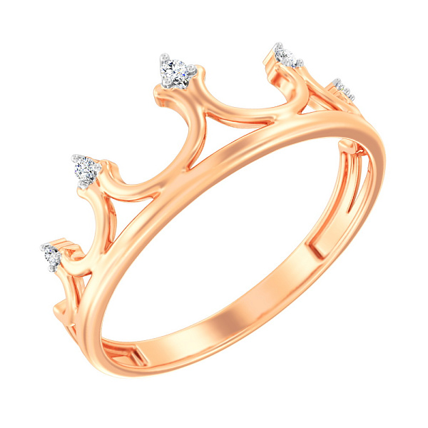 Кольцо Корона из красного золота с фианитами (арт. 140791) – изображение 1