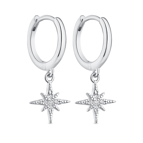 Серебряные серьги-подвески "Звезды" с фианитами  (арт. 7502/4450/10) – изображение 1