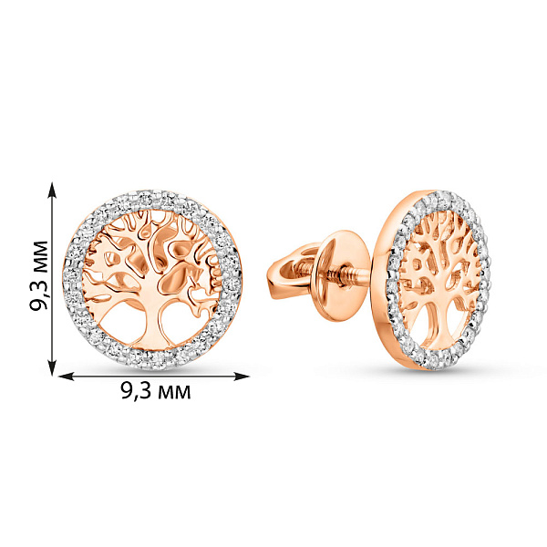 Золоті сережки Дерево життя з діамантами (арт. Т011543015) – зображення 2