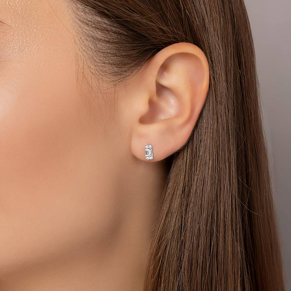 Серьги-пусеты из белого золота с бриллиантами (арт. Т011773020б) – изображение 2