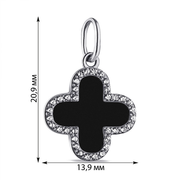 Серебряный кулон с ониксом и фианитами (арт. 7503/ПК2ФО/3006) – изображение 2
