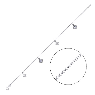 Срібний браслет на ногу з фіанітами (арт. 7509/2169)