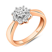 Каблучка з червоного золота з діамантами (арт. К011062005)