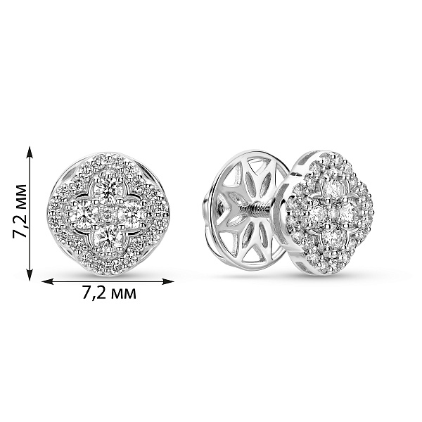Серьги-пусеты из белого золота с бриллиантами (арт. Т011495030б) – изображение 2