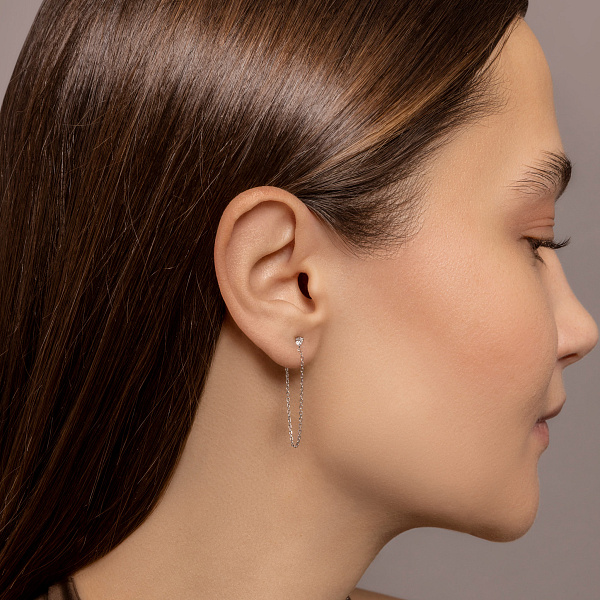 Золотые серьги пусеты с бриллиантами (арт. Т011762010б) – изображение 3