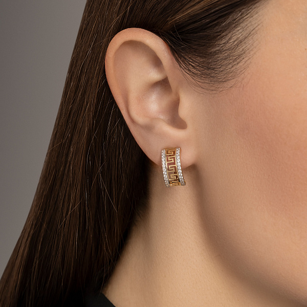 Серьги из желтого золота Олимпия с фианитами (арт. 113400ж) – изображение 2