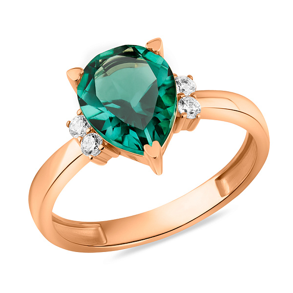 Кольцо из золота с кварцем и фианитами (арт. 141154Пз) – изображение 1