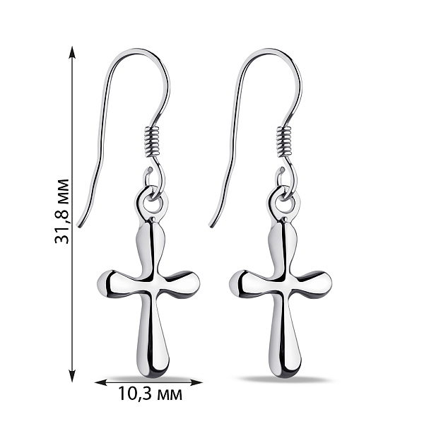 Серебряные сережки Крестики (арт. 7502/9620) – изображение 2
