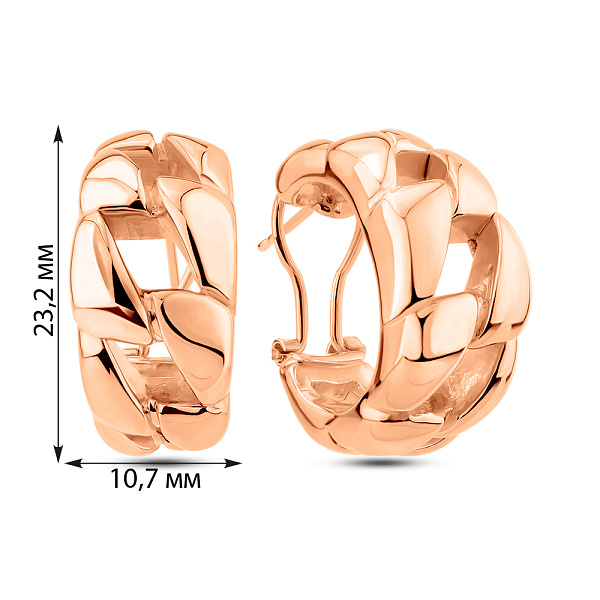 Сережки з червононого золота без каміння (арт. 1091740) – зображення 3