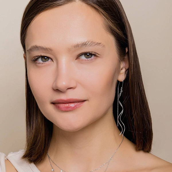 Серьги-протяжки из белого золота (арт. 110967ба) – изображение 3