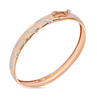 Фото Жесткий браслет из красного золота с родирование (арт. 337017/4р)