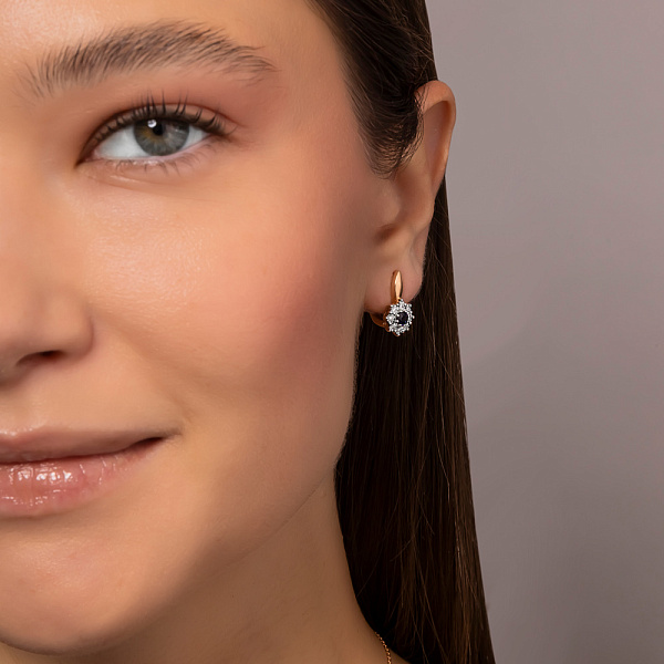 Сережки з червоного золота з сапфіром і діамантами (арт. С011062с) – зображення 4