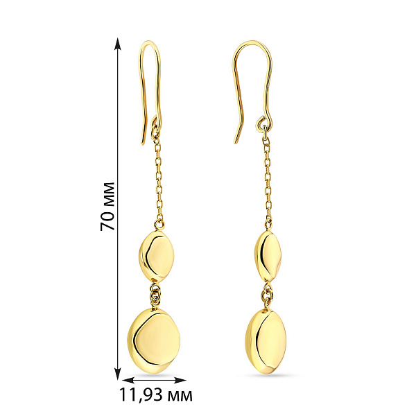 Длинные золотые сережки в желтом цвете металла (арт. 107874ж) – изображение 4