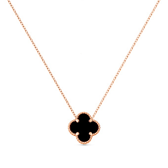 Фото Золоте кольє Конюшина з оніксом (арт. 361496/10о)