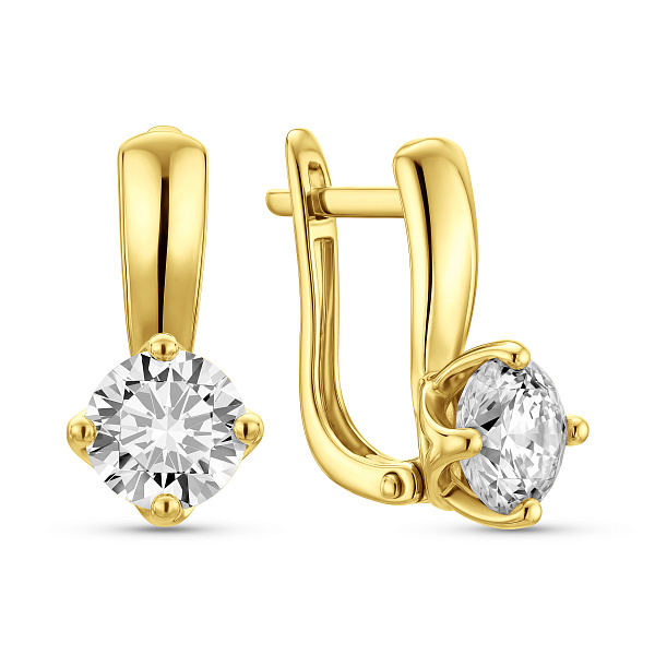 Золотые серьги с фианитами (арт. 118200ж) – изображение 1