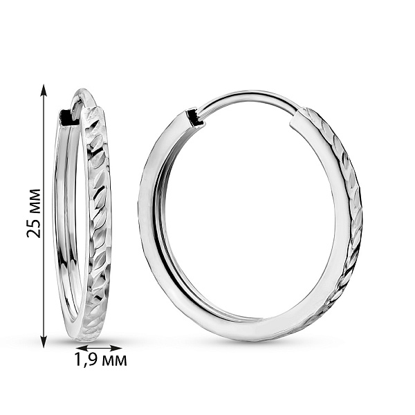 Серьги-кольца из белого золота (арт. 122106/25б) – изображение 2