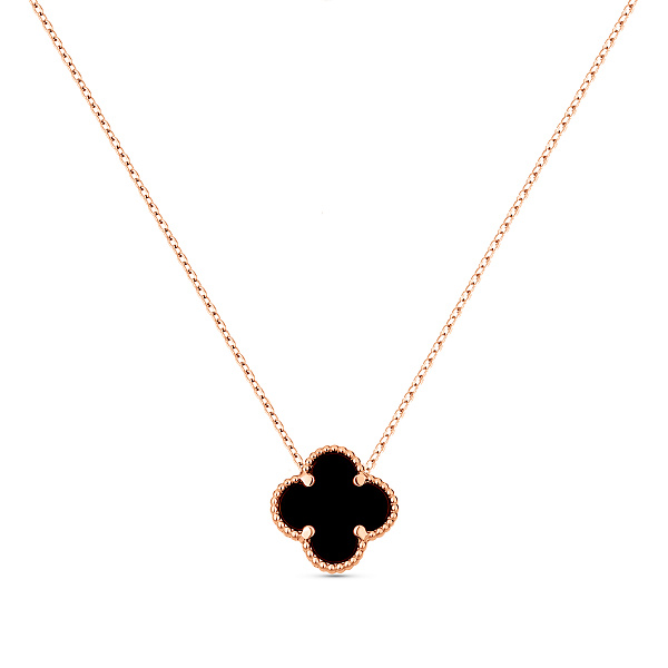 Золотое колье Клевер с ониксом (арт. 361496/10о) – изображение 1