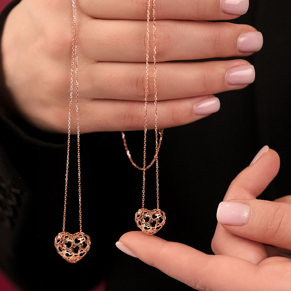 Золотое колье Сердце (арт. 360208) – изображение 7